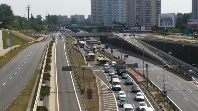 Korek na DTŚ przed tunelem w Katowicach