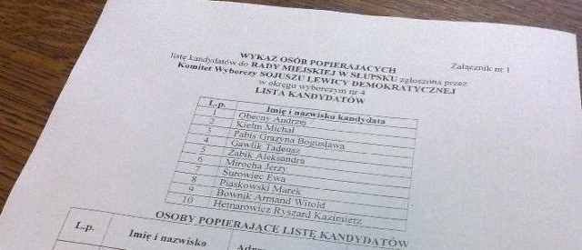 Lista kandydatów wystawiona w słupskiej bibliotece publicznej.