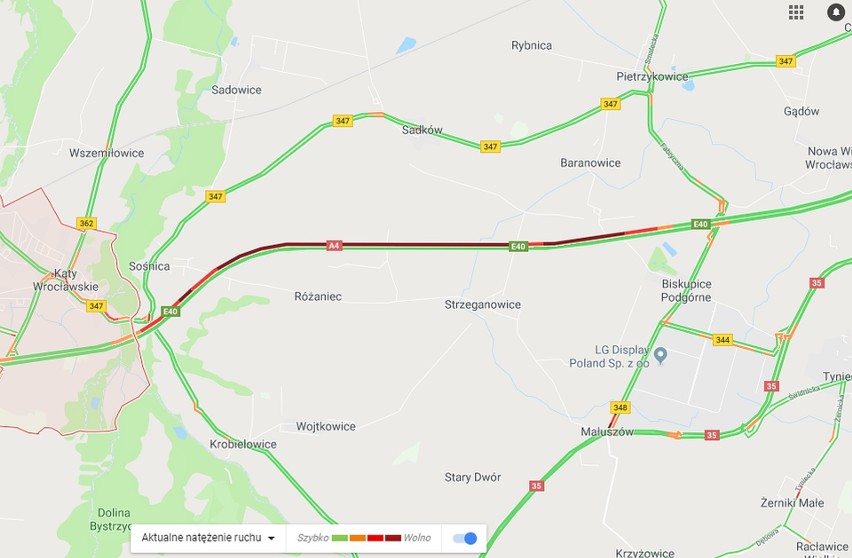 Duży korek na A4 pod Wrocławiem. Roboty drogowe zablokowały autostradę 