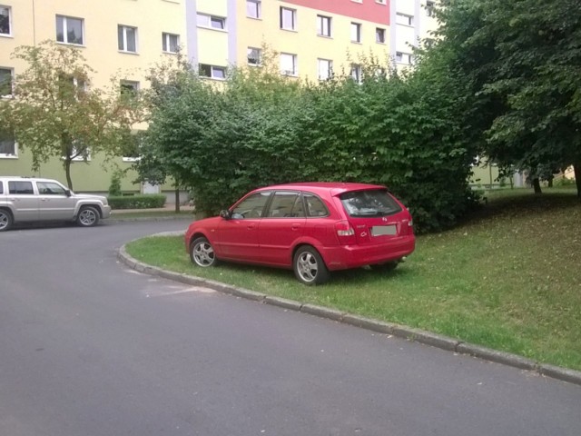 W Zielonej Górze autodranie lubią parkować na trawnikach.