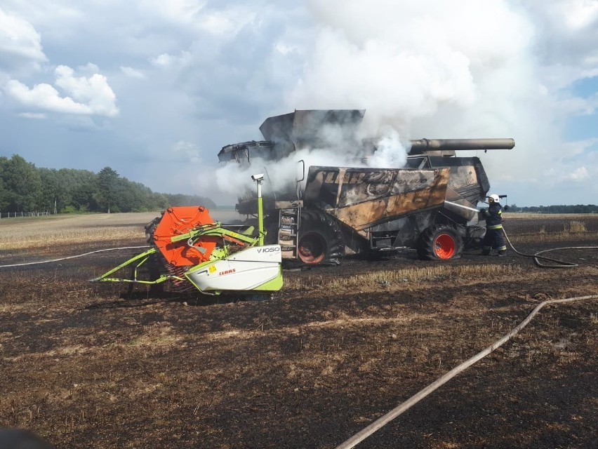 Pożar kombajnu w okolicach Grabowca