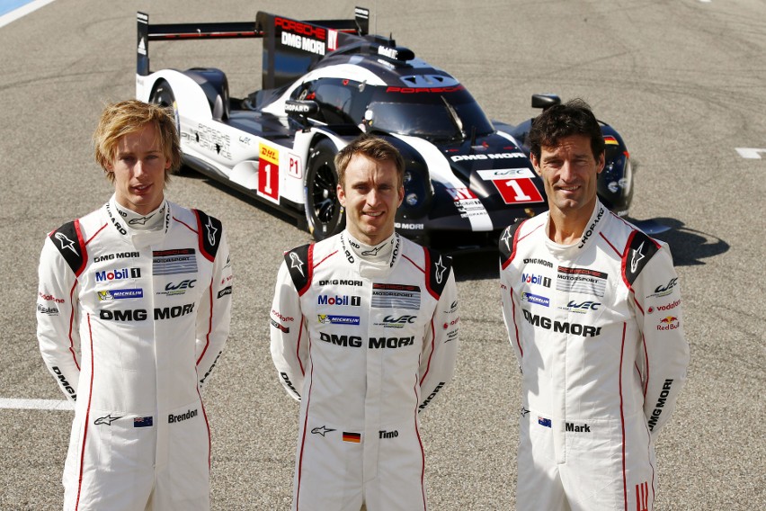 Zespół Porsche: Neel Jani, Romain Dumas, Marc Lieb (od...