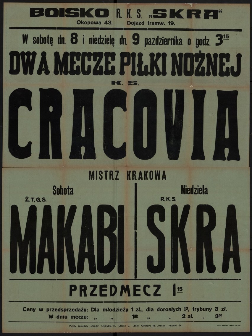 Piłkarskie plakaty meczowe. Zobacz z kim kiedyś grały Cracovia, Wisła i Garbarnia [GALERIA]