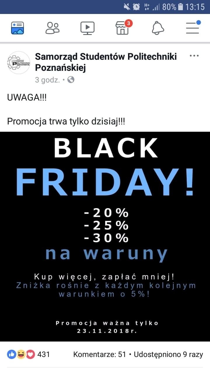 Black Friday: Politechnika Poznańska wprowadza promocje na warunki?