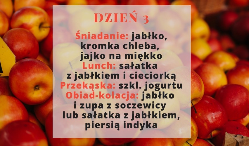 Śniadanie: 1 jabłko, 1 kromka chleba pełnoziarnistego...