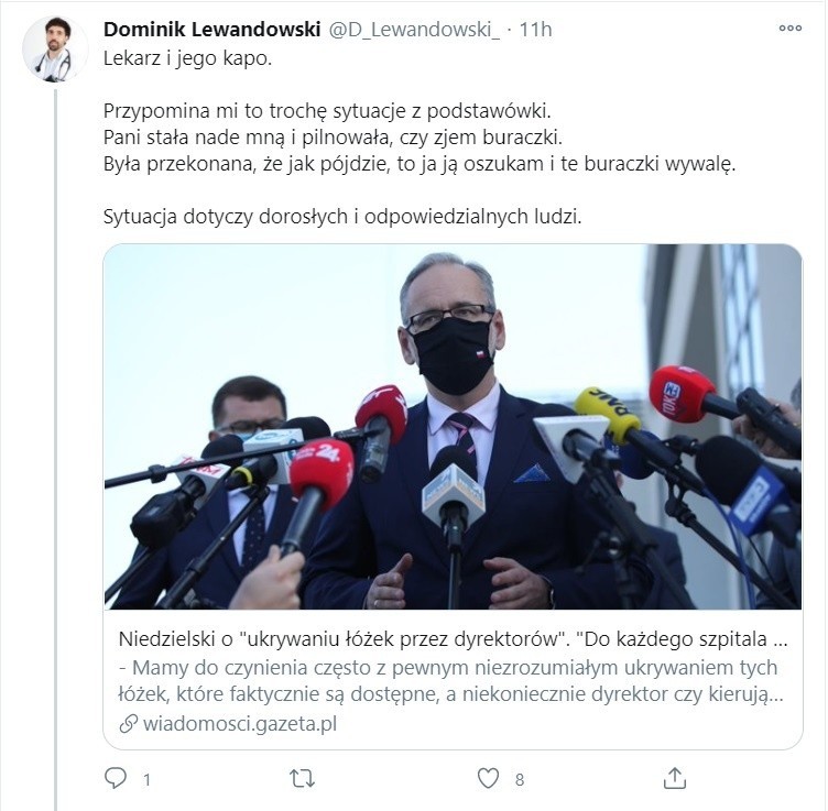 Lekarze oburzeni słowami o "ukrywanych łóżkach". Co piszą na Tweeterze?