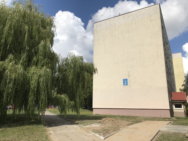Zaklejone gniazdo w ścianie bloku przy ul. Bora-Komorowskiego w Słupsku