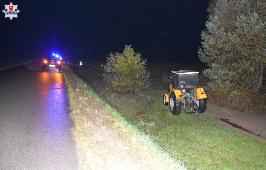 Powiat biłgorajski. 49-latek przygnieciony przez wóz z drzewem zginął na miejscu