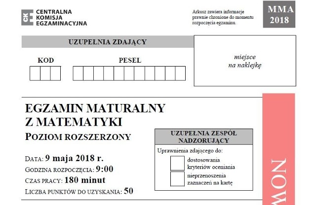 Matura 2018 matematyka poziom rozszerzony arkusze, odpowiedzi. Matura z matematyki rozszerzenie 9.05.2018 arkusze, odpowiedzi, rozwiązania