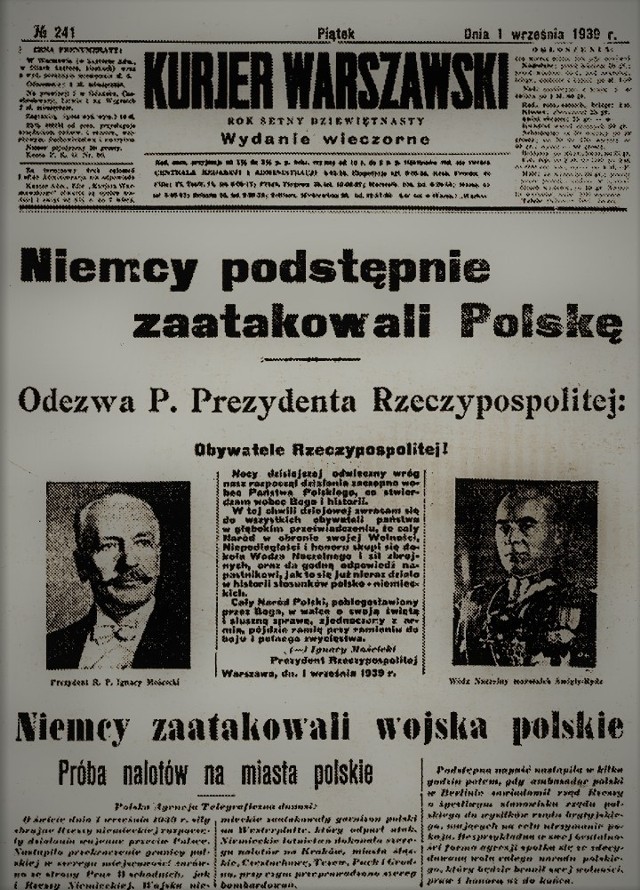 Pierwsza strona Kuriera Warszawskiego z 1 września 1939 roku