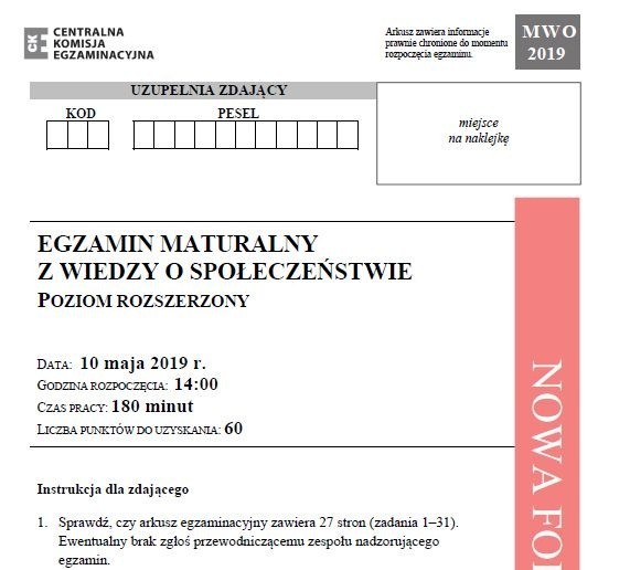 Matura WOS I HISTORIA 2019 ODPOWIEDZI. Wiedza i społeczeństwo poziom rozszerzony. Matura z WOS rozszerzenie 10.05.2019 [ARKUSZ, ROZWIĄZANIA]