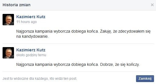 Kazimierz Kutz zmienił swój wpis