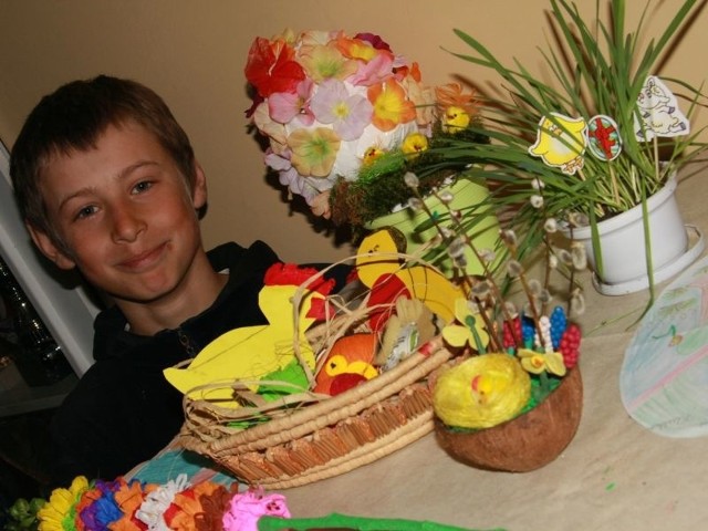 - Ja zrobiłem wielkanocne stroiki - mówi Mateusz Wenerski ze Szkoły Podstawowej w Kaławie.