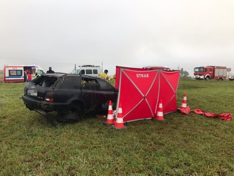 Stare Motule. Tragiczny wypadek na drodze wojewódzkiej nr 652. Nie żyje 28-letni kierowca (zdjęcia)