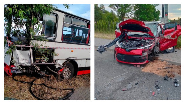 Do wypadku doszło w czwartek (15.06.2023) około godziny 17. Na ulicy Toruńskiej w Izbicy Kujawskiej zderzył się  samochód marki Toyota z autobusem podmiejskim.