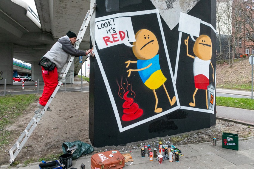 Szczeciński street art przeciwko wojnie w Ukrainie