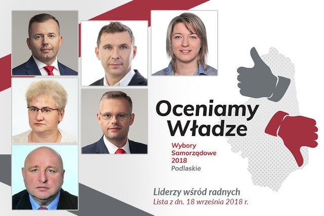 Prezentujemy liderów wśród radnych w plebiscycie Samorządowiec Województwa Podlaskiego - Oceniamy Władze. Lista z dn. 18.09.2018r.