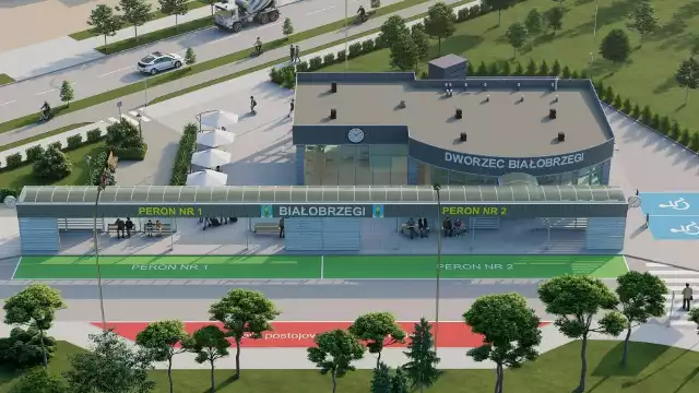 Nowy dworzec autobusowy w Białobrzegach będzie budowany u zbiegu ulic Spacerowej i Mikowskiej. Więcej wizualizacji na kolejnych slajdach >>>