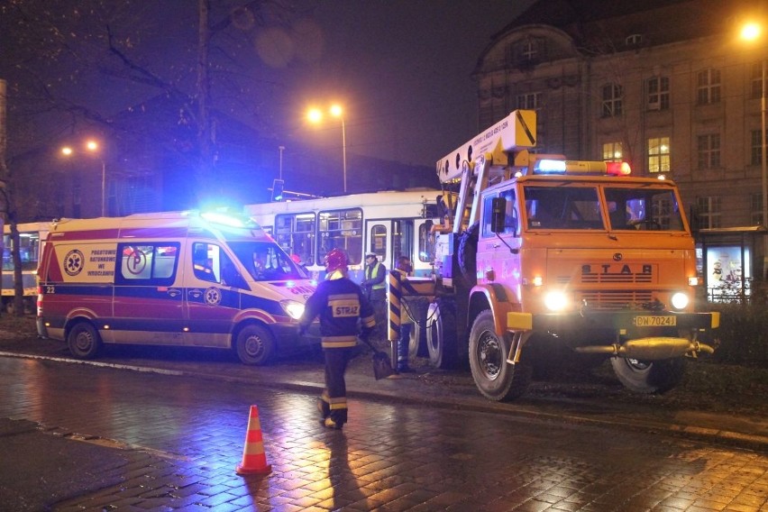 Wypadek na Powstańców Śląskich. Pieszy wpadł pod tramwaj