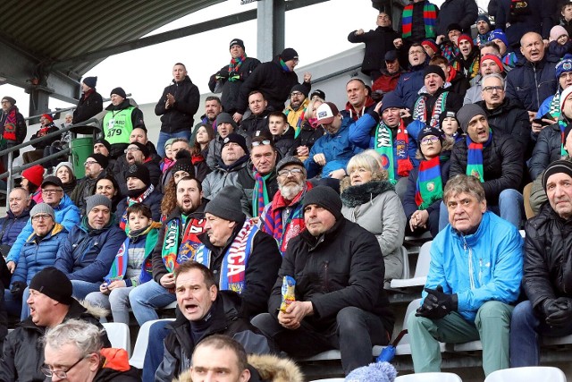 Kibice na meczu Miedzi Legnica z Wisłą Płock. Ekipa z Dolnego Śląska wygrała 2:1