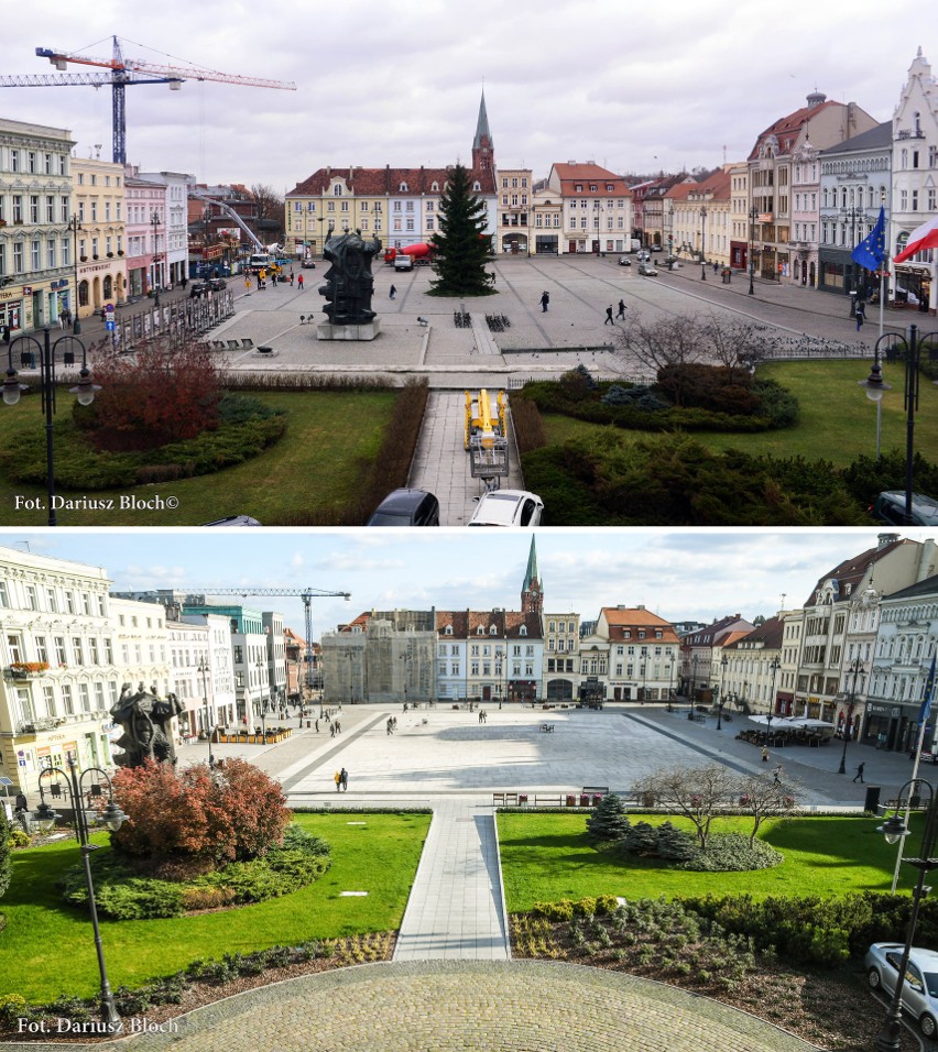 Spojrzenie na Stary Rynek - u góry kadr z roku 2013, na...