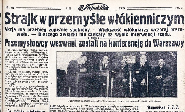 Rok 1933.  W przemyśle włókienniczym ogłoszono strajk. Z każdym dniem strajkowało coraz więcej robotników