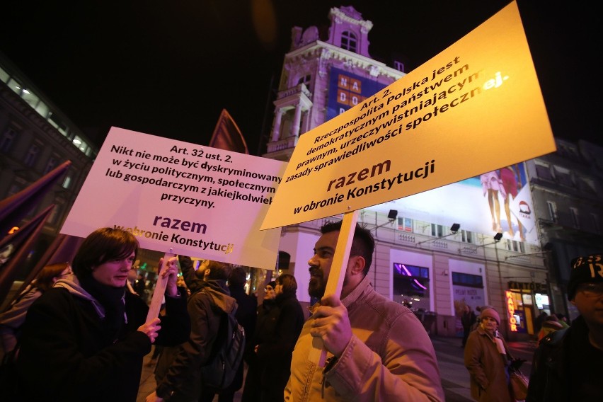 Demonstracja Partii Razem w Katowicach