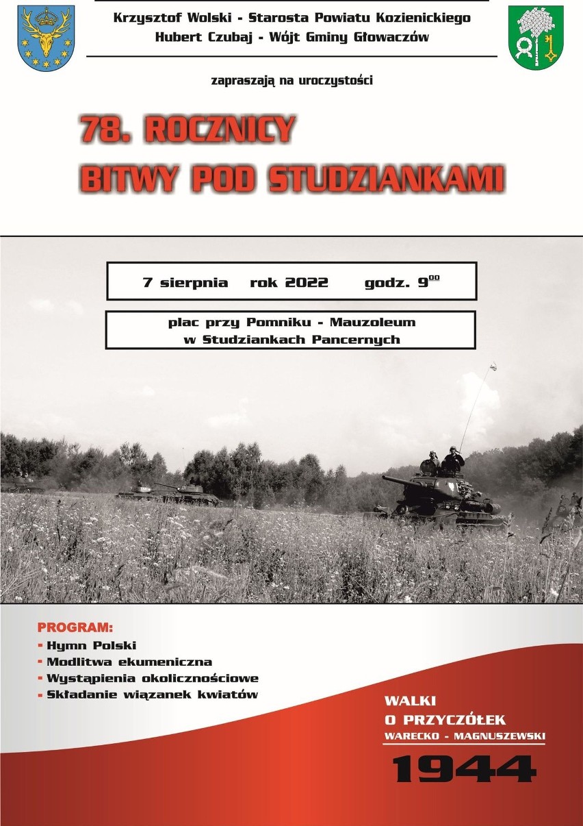 Festyn militarny w Studziankach Pancernych i obchody 78. rocznicy bitwy w sobotę i niedzielę 6 i 7 sierpnia w gminie Głowaczów