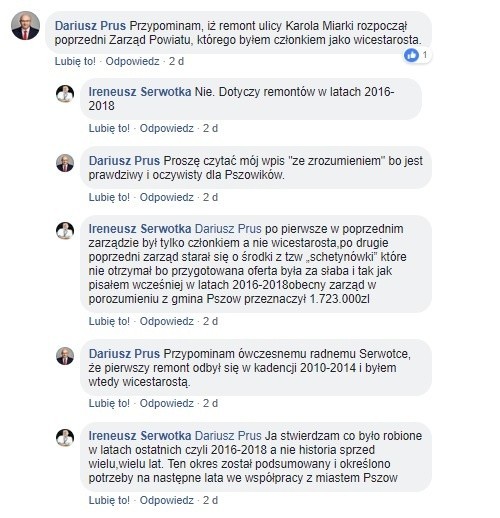 Dyskusja na facebookowym profilu Leszka Bizonia