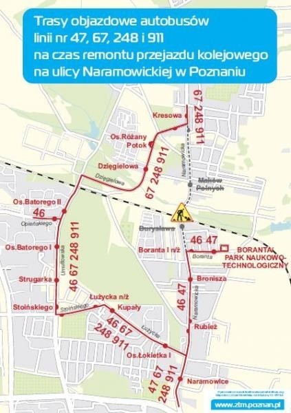 Autobusowe objazdy na ul. Naramowickiej