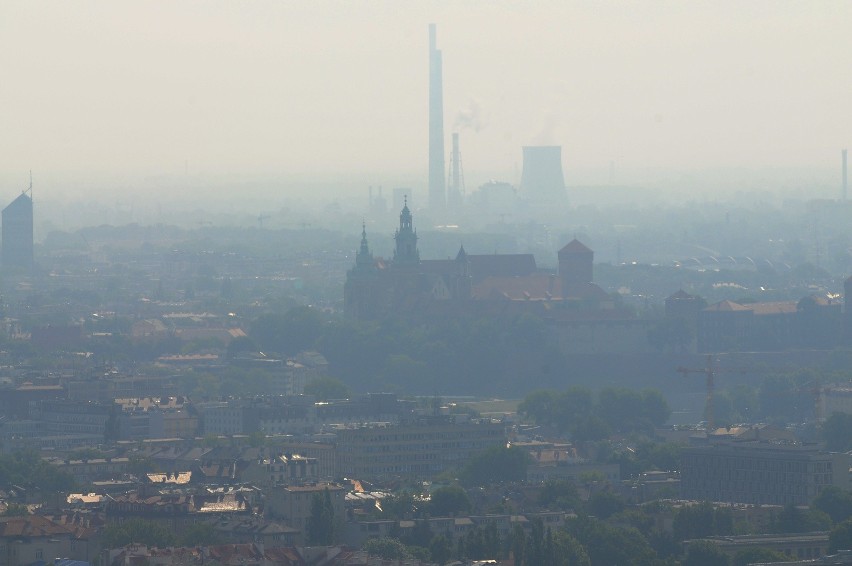Panorama Krakowa w czasie smogu