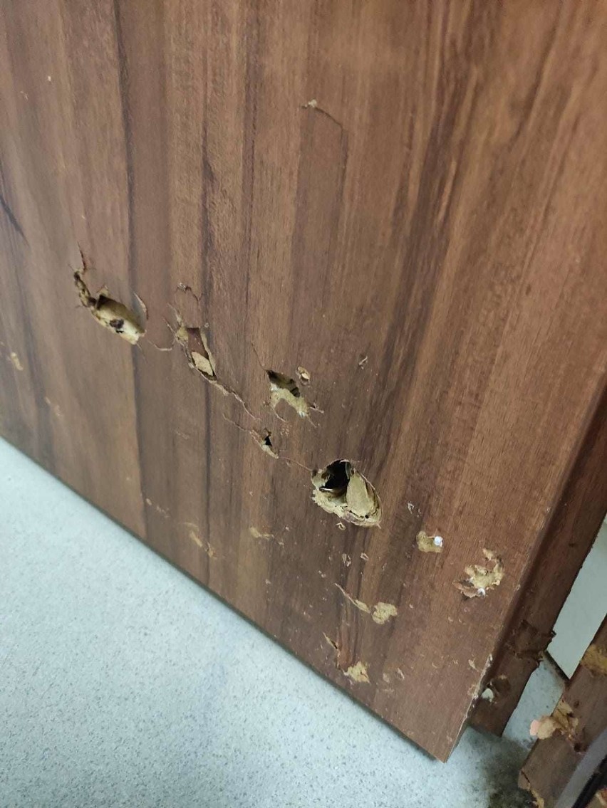 Drzwi w lokalu zostały uszkodzone podczas wybuchu tzw....