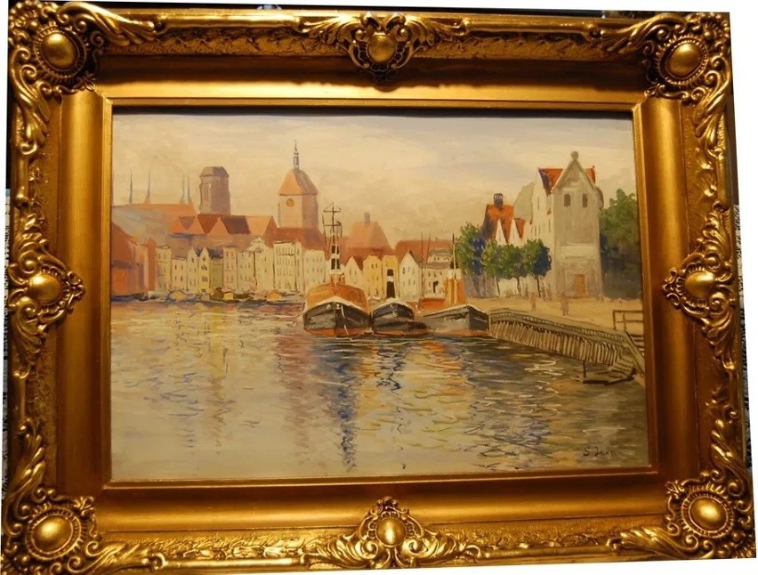 Obraz Port Gdański z 1925 roku. Soter August Jaxa...