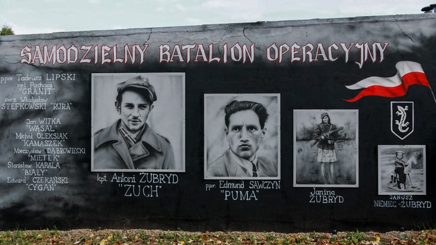 Mural upamiętniający mjr. Antoniego Żubryda i jego podkomendnych powstał w Sanoku. Batalion NSZ „Zuch” miał być zapomniany [WIDEO]