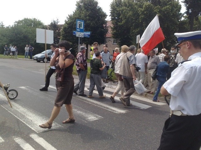 Blokada na szczecineckiej obwodnicy.