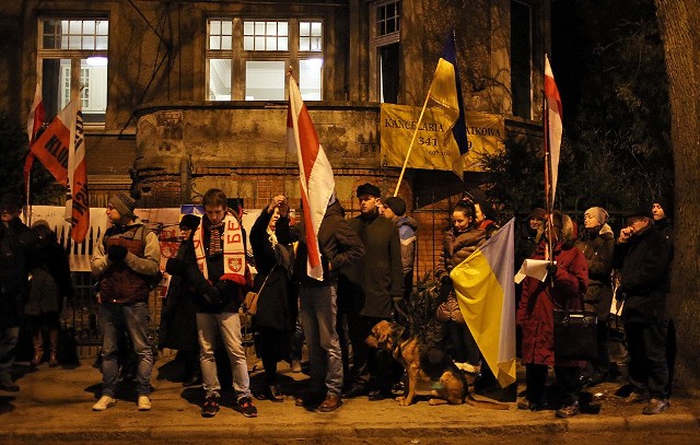 Demonstracja przed konsulatem Rosji w Gdańsku, 29 stycznia 2015 r.