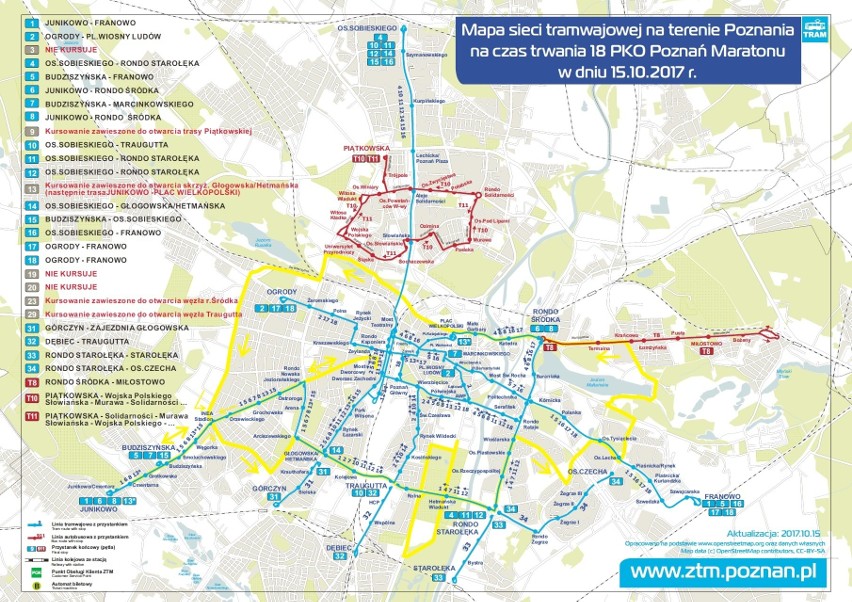 Maraton w Poznaniu 2017: Mapa sieci tramwajowej - 15...