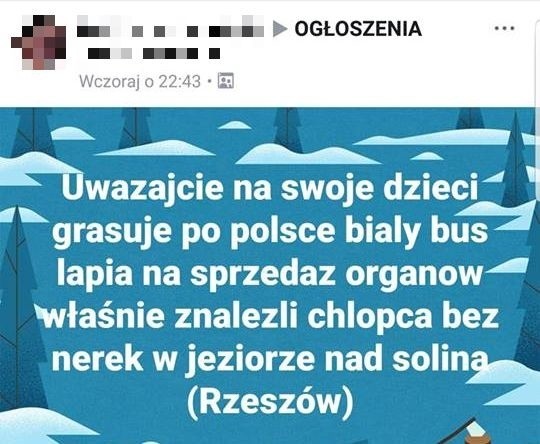 jedno z ostrzeżeń, które pojawiają się na Facebooku