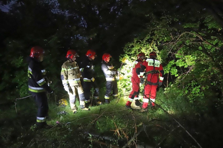 Dwie osoby spadły ze skarpy na kamionce przy ul. Luboszyckiej w Opolu. Wieczorna akcja strażaków