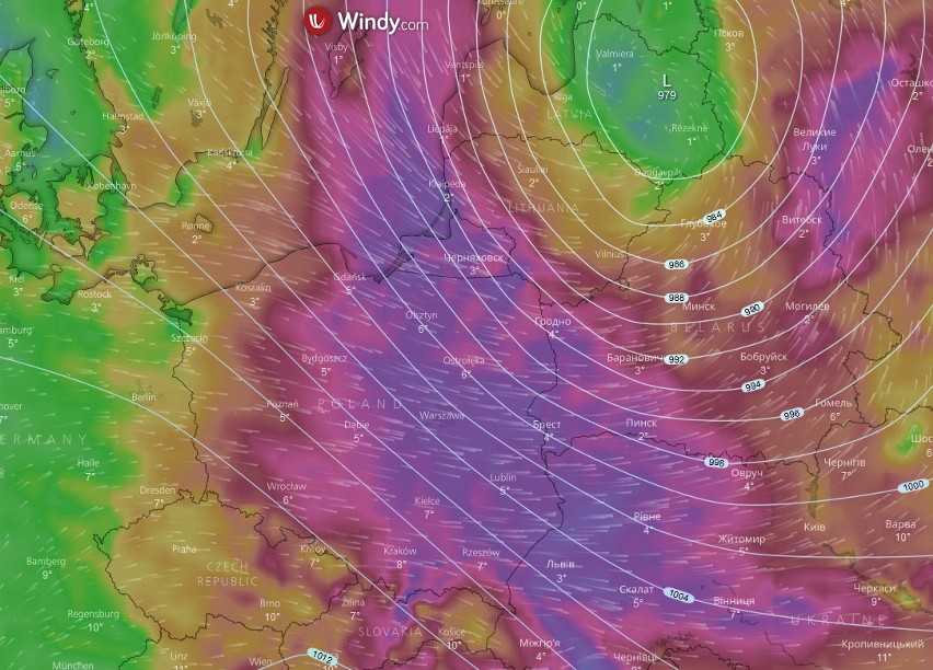 Prognozowane porywy wiatru w Polsce w poniedziałek...