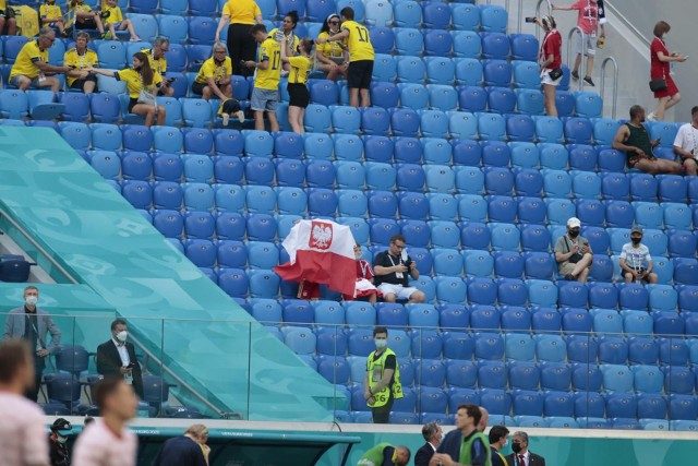 W tle kibice Szwecji podczas meczu Euro 2020 z Polską