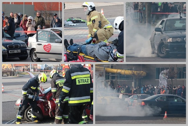 WOŚP 2020 we Włocławku - motoorkiestra na parkingu przy Hali Mistrzów. Pokazy driftu i ratownictwa drogowego strażaków OSP to kolejne akcje w ramach 28. finału Wielkiej Orkiestry Świątecznej Pomocy we Włocławku. Każdy, kto wpłacił do puszki WOŚP miał okazję przejechać się z mistrzem kierownicy lub sprawdzić jak zachowuje się organizm w symulatorze dachowania.