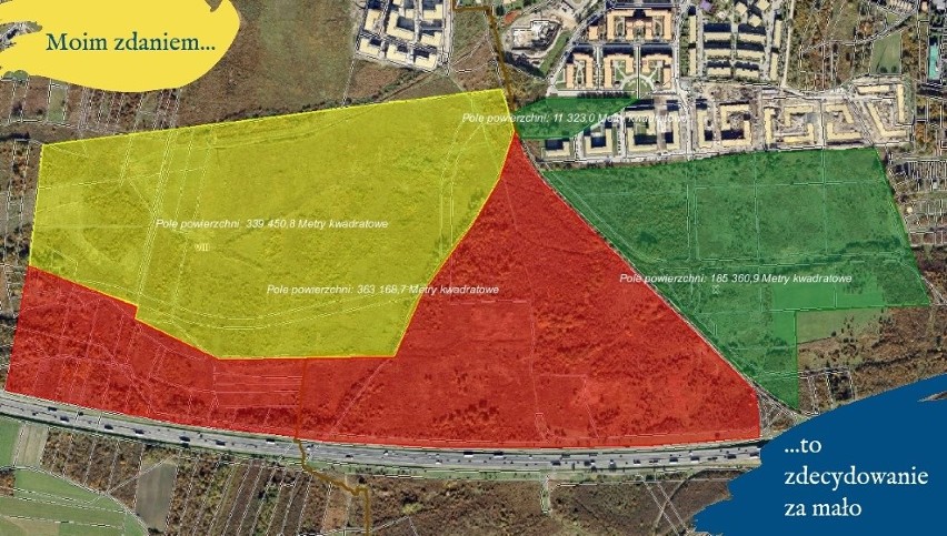 Na zielono proponowany I etap użytku. Na żółto tereny, nad...