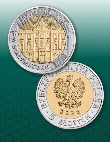 Nowe monety NBP. Pięć złotych z Pałacem Branickich już w obiegu 18.11.2020