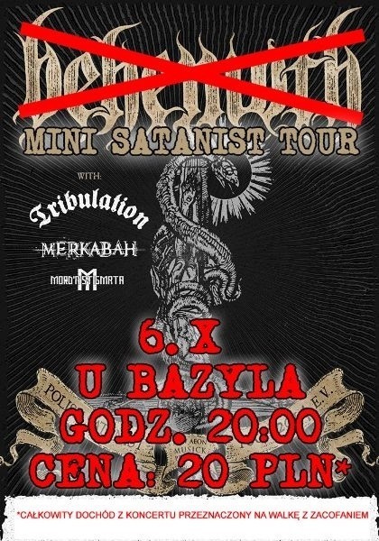 Plakat promujący wyjątkowy koncert gości "Polish Satanist Tour"