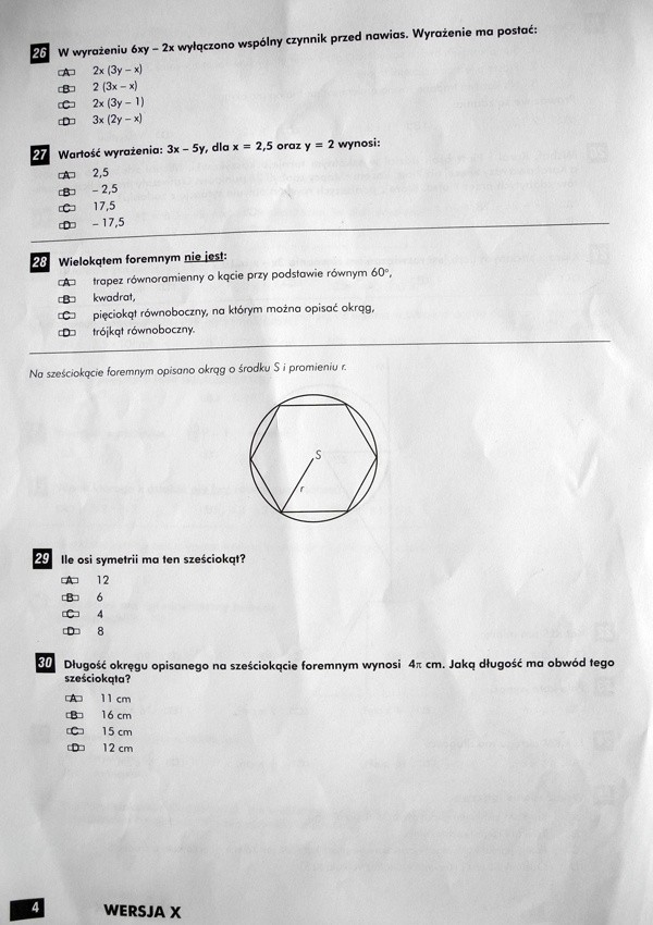 Próbny egzamin gimnazjalny 2013. Matematyka [test, odpowiedzi] | Głos  Koszaliński