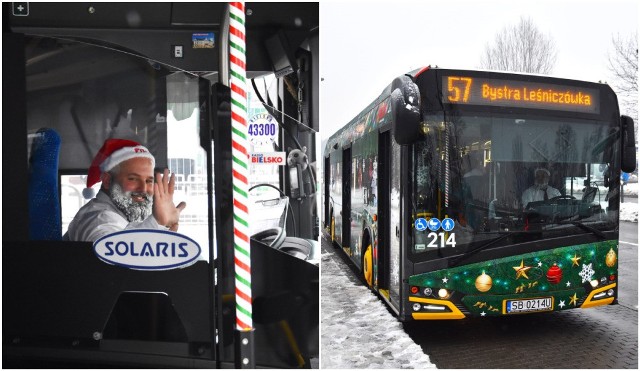 Przejazd inauguracyjny świątecznego autobusu MZK w Bielsku-Białej. Zobacz kolejne zdjęcia. Przesuwaj zdjęcia w prawo - naciśnij strzałkę lub przycisk NASTĘPNE