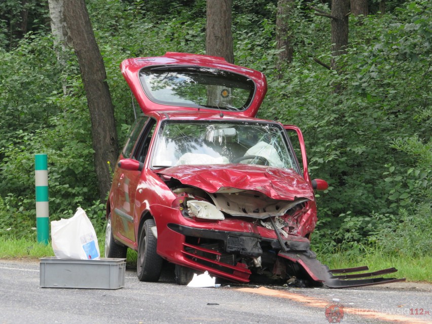 Zagórze. Zderzenie fiata seicento z audi na drodze wojewódzkiej 780 - jedna osoba została ranna [ZDJĘCIA]