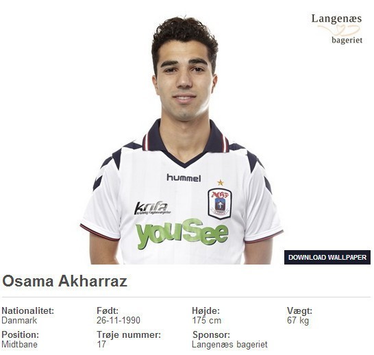 Osama Akharraz na oficjalnej stronie Aarhus GF