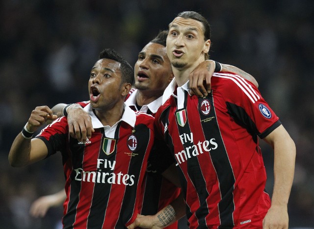 Robinho (z lewej), Kevin-Prince Boateng i Zlatan Ibrahimović